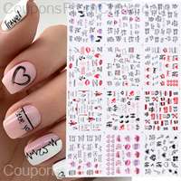 12pcs Valentines Manicure Love Letter Flower Sliders for Nails