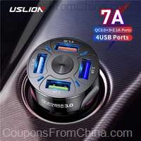 USLION 4 Ports USB Car Charger 48W