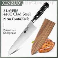XINZUO 210mm Chef Knife 3 Layer 440C Core Clad Steel with G10 Handle