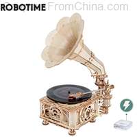 Robotime Hand Crank Classic Gramophone with Music 1:1 424pcs Electric Version [EU]