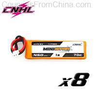 8Pcs CNHL MiniStar HV 450mAh 3.8V 1S 70C RC Battery PH 2.0