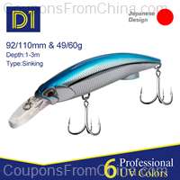 D1 Heavy Minnow Fishing Lures Sinking Wobblers 92mm/49g 110mm/60g