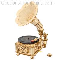 Robotime Hand Crank Classic Gramophone with Music 1:1 424pcs Electric Version