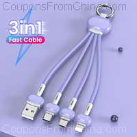 Keychain 3 in 1 USB Cable 13cm