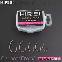 Hirisi 50pcs Coating High Carbon Stainless Steel Barbed Fishing Hooks
