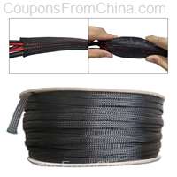 5m 10mm Black Insulated Braid Sleeving PET Wire Protection
