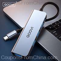 QOOVI USB C HUB 4 in 1 Type C to USB 3.0 Adapter