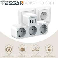 TESSAN TS-323 EU Wall Socket Extender with 3 AC Outlets and 3 USB Ports