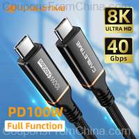 CABLETIME USB 4 Cable PD 100W USB-IF 8K 60Hz 40Gbps 1m