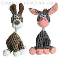 Fun Pet Toy Donkey Shape Corduroy Chew Toy For Dogs