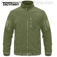 TACVASEN Full Zip Up Tactical Green Fleece Jacket