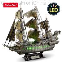 CubicFun 3D Puzzles Green LED Flying Dutchman Pirate Ship