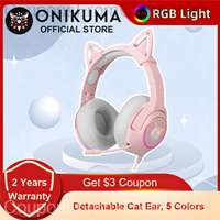 ONIKUMA K9 Pink Cat Ear Headphones RGB