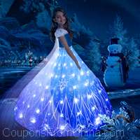Uporpor Frozen Princess Elsa LED Light Up Dress for Girls Kids