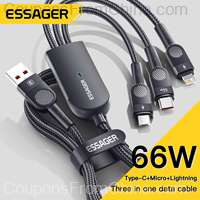 Essager 6A 66W 3 in 1 USB Type-C Micro iPhone Cable