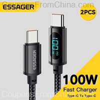 2pcs Essager USB Type-C Cable 100W 1m