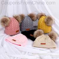 Cute Double Wool Pompom Baby Kids Hat