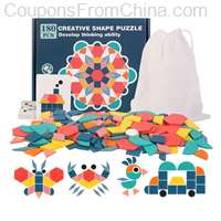 180Pcs Montessori Kids Wooden 3D Geometric Shape Jigsaw Puzzle