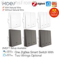 MOES Smart Light Switch Tuya ZigBee No Neutral Wire 2 Gang