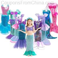 Girls Little Mermaid Costume Kids Birthday Halloween Princess Girl Dress