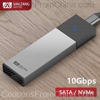SANZANG M.2 NGFF NVMe SSD Enclosure USB 3.2 Type C