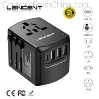 LENCENT International Travel Adapter with 3 USB Port and 1 Type-C