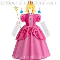 Baby Girls Queen Peach Princess Dress Kids Cosplay Costume