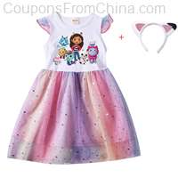 Cartoon Gabby Cats Baby Girl Dress Kids Gabbys Doll House Cosplay Costume