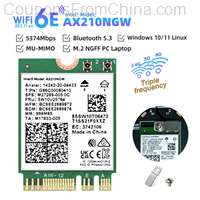 WiFi 6E Intel AX210 Bluetooth 5.3 M.2 Wireless Card AX210NGW 2.4Ghz 5Ghz 6Ghz 5374Mbps 802.11ax Wifi 6 Adapter For laptop PC