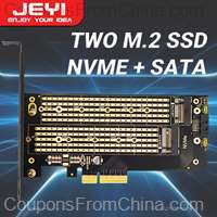 JEYI Dual M.2 PCIE 4.0 Adapter for NVMe / NGFF SSD