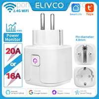 Tuya Smart Plug WiFi EU 20A Smart Socket With Power Monitor