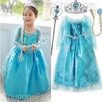 Elsa Princess Costume for Girls Halloween 3-10 Yrs Kids