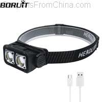 BORUiT Motion Sensor Dual COB LED Headlamp