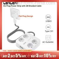 LENCENT EU Plug Power Strip with 4 AC Outlets+ 3 USB+ 1 Type C