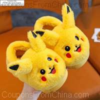 Pokemon Heel Children Cute Flat Plush Slippers