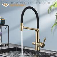 Brushed Golden Kitchen Sink Faucet Mixer Crane