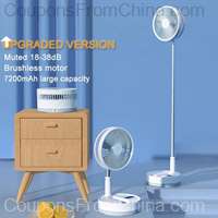 Portable Electric Fan Folding Telescopic Floor Standing Rechargeable 7200mAh