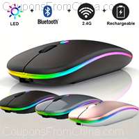 Wireless Mouse Bluetooth and 2.4GHz Dual Modes Rechargeable RGB