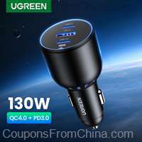 UGREEN 130W Car Charger Quick 4.0 3.0 PD