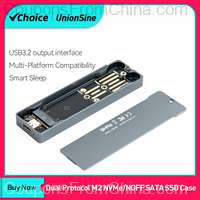 UnionSine Dual Protocol M2 NVMe NGFF SATA SSD Case 10Gbps