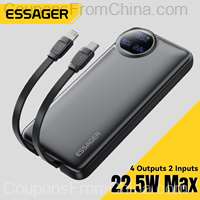 Essager 20000mAh Power Bank With 2 Cables 22.5W