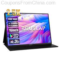 ZEUSLAP 16inch 2.5K 144hz Touch Screen Monitor 2560x1600
