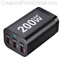 USB C Fast 200W 6-Port GaN Charger