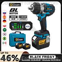 Gisam 2800Nm Torque Brushless Electric Impact Wrench 1/2 inch with 2B