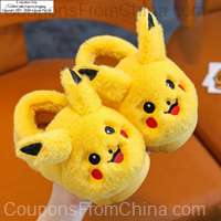 Pokemon Anime Pikachu Autumn/Winter Children Cute Flat Plush Slippers