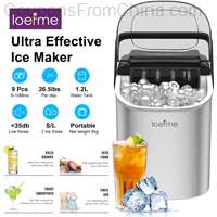 LOEFME Portable Mini Fully Automatic Bullet Shaped Ice Maker 12kg/24h 6 Minutes/9pcs [EU]