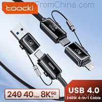 Toocki 240W 4-in-1 USB Cable PD 3.1 USB C To Type C TO Lighting 8K@60Hz 40Gbps