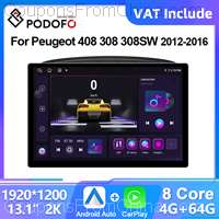 Podofo 9inch Car Radio Wireless CarPlay Android Radio For Peugeot 308 408 2012-2016 4/64GB [EU]