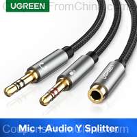 Ugreen Aluminium Headphone Mic+Audio Splitter Cable 20cm
