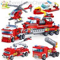 HUIQIBAO 348pcs Fire Fighting Trucks Building Blocks